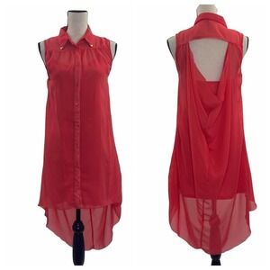 INDULGE Pink Open Back Sleeveless High Low Dress